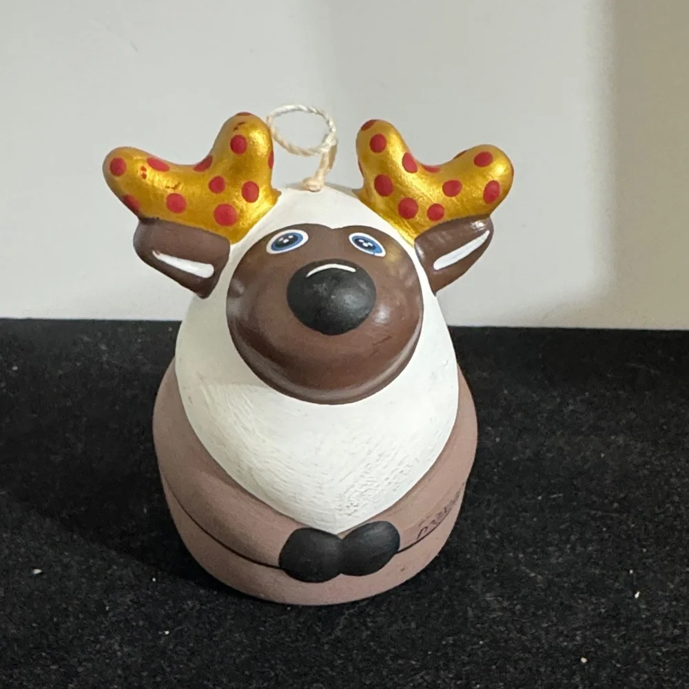 Festive Reindeer Ornament with Gold Antlers